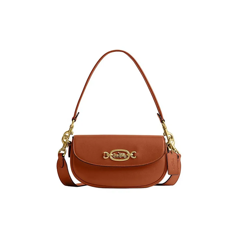 COACH Harley Cow Leather Saddle Bag Handbag Shoulder Bag Women's Brown