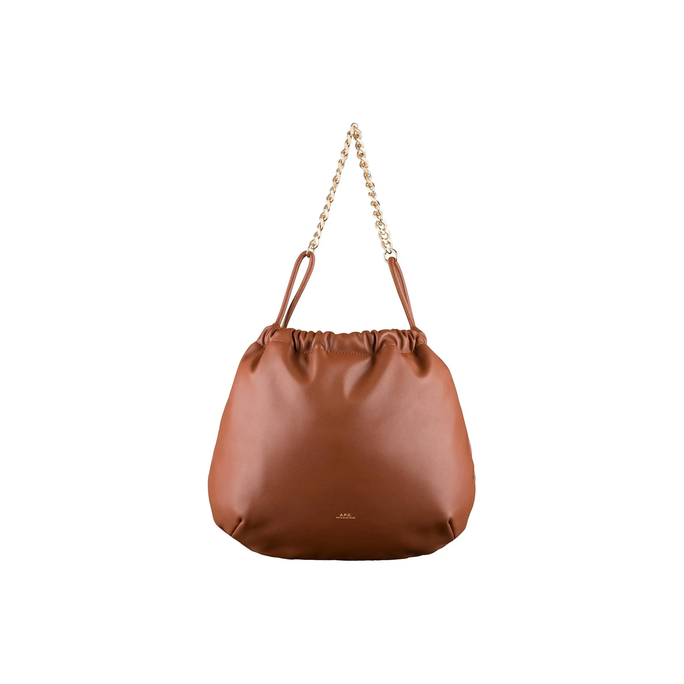A.P.C Polyurethane And Polyester Blend Drawstring Bag One Shoulder Handbag Women's Nut Brown