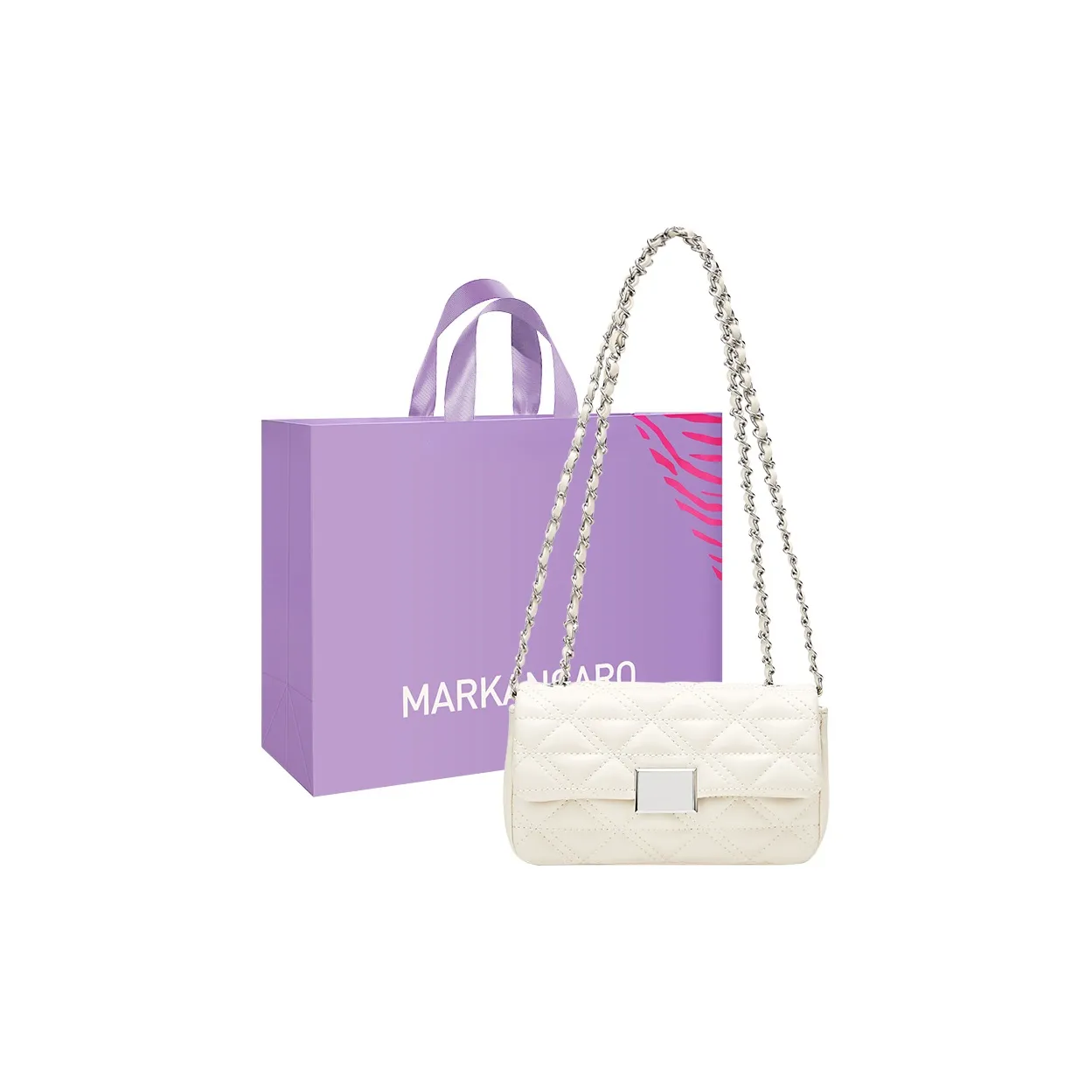 MARKANGARO ПУ (полиуретан) Маленькая квадратная сумка через плечо Маленькая женская Черная Белая