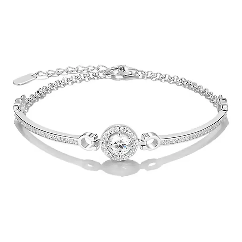 FR Регулируемый дизайн серебристо-белый сплав браслеты женские