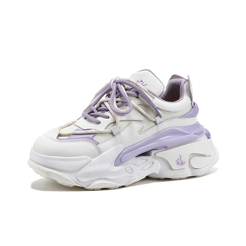 BELLALILY Противоскользящие устойчивые к износу увеличивающие высоту низкие топовые кроссовки с толстой подошвой женские белые фиолетовые
