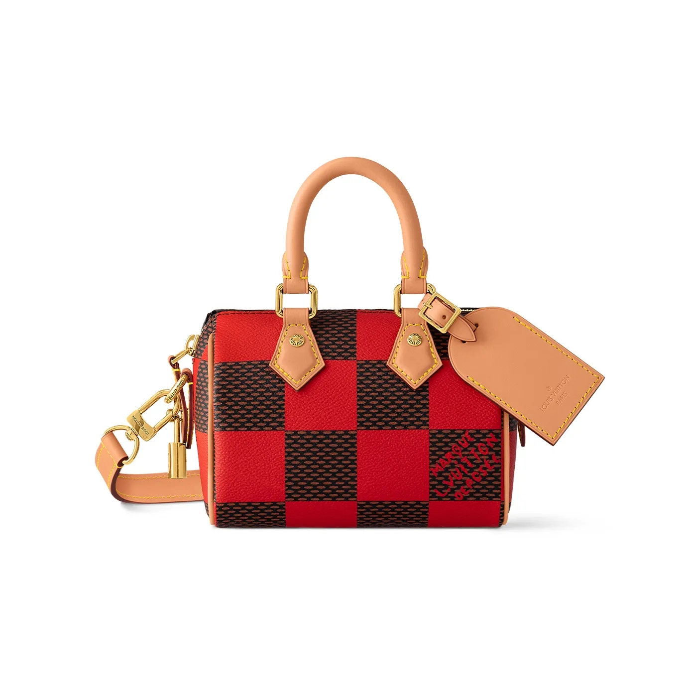 LOUIS VUITTON Nano Speedy Bandoulière Damier Pop Red