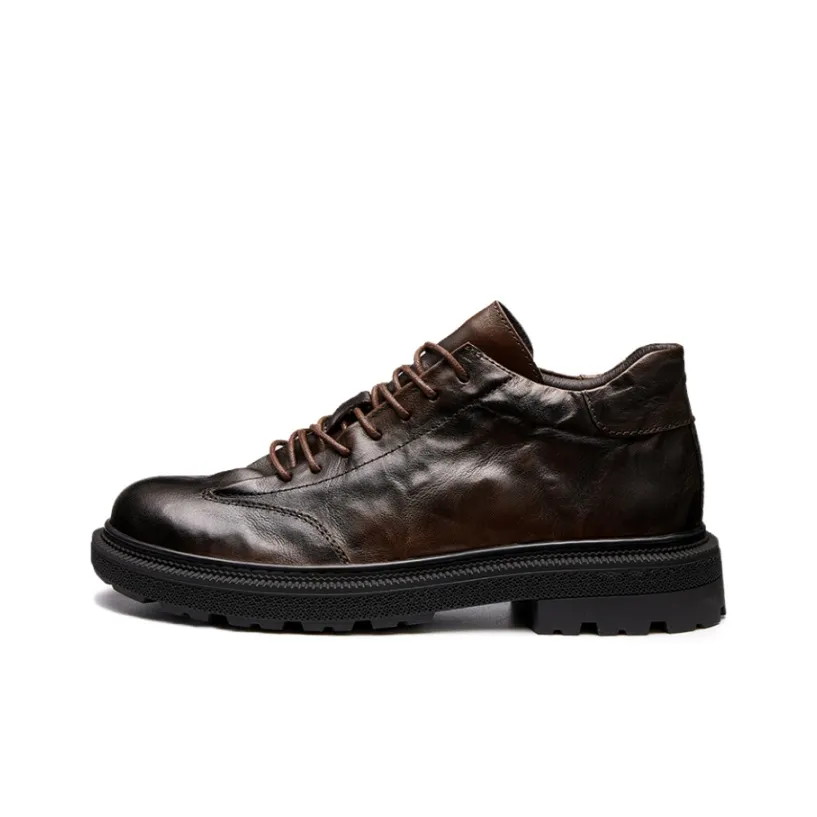 Brounvanm Men's Casual Shoes Men's High Top Coffee/Black