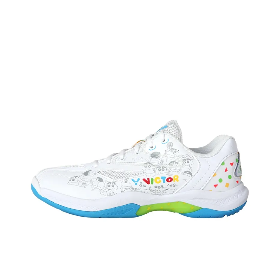 SHINCHAN x VICTOR Низкие топы для бадминтона Унисекс Белый