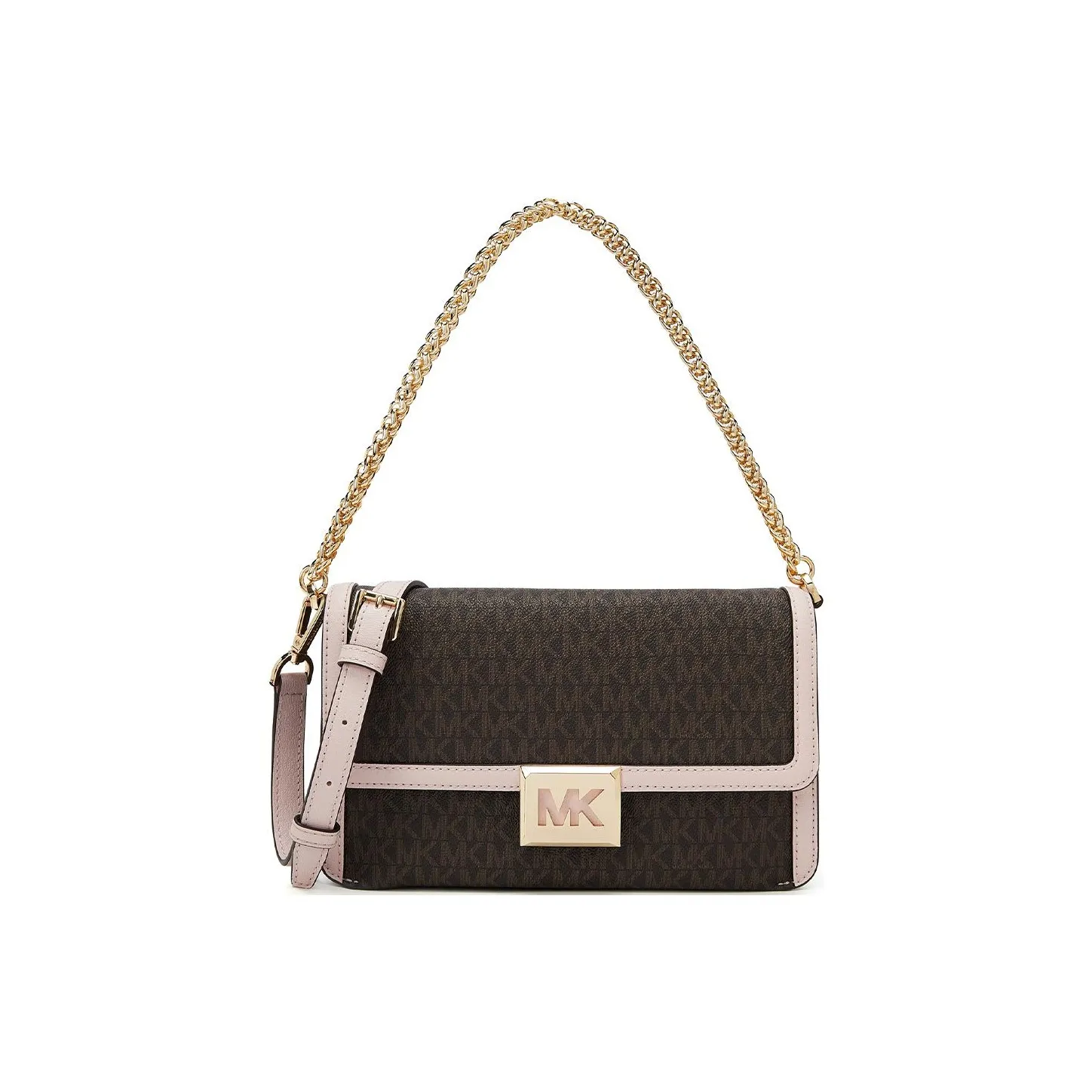 MICHAEL KORS Sonia Artificial Leather Crossbody Bag, Shoulder Bag Women's Dark Brown & Light Pink