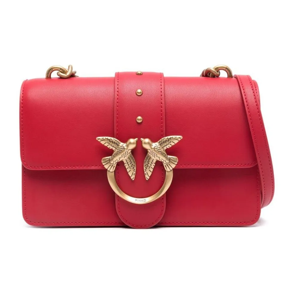 PINKO Love Series Телячья кожа Сумка через плечо Женская Красная
