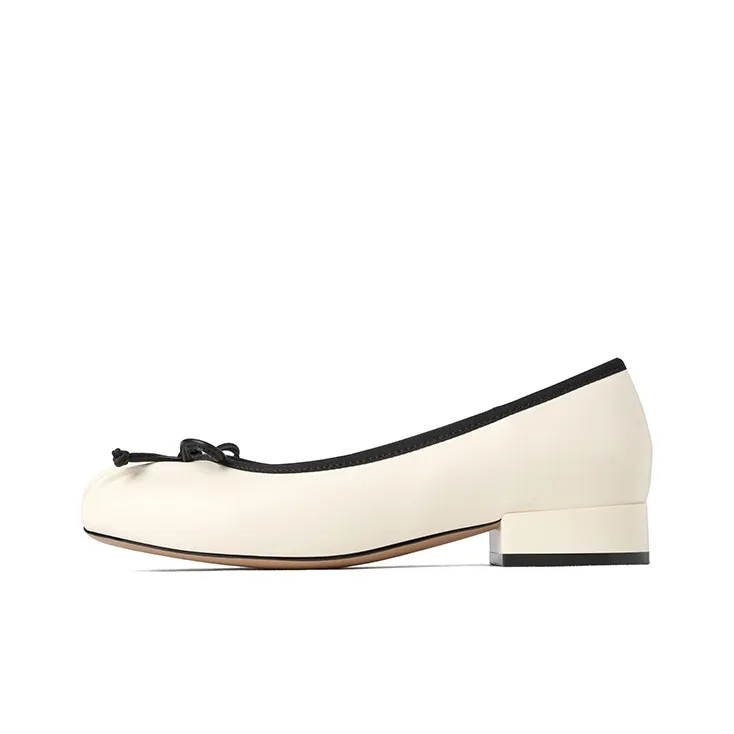 JOSINY Бант Мягкая подошва Низкий вырез Плиссированный Без подкладки Грубый каблук Туфли Мэри Джейн 2 см Женские