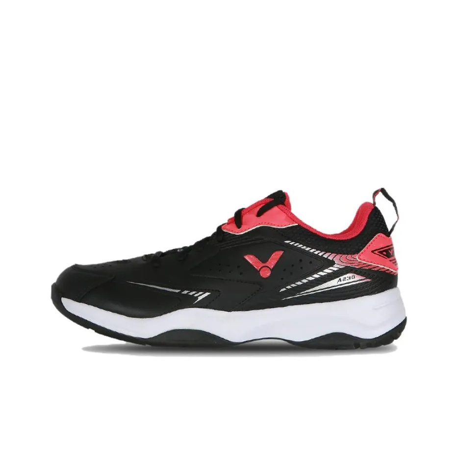 VICTOR Slip Resistant Badminton Shoes Unisex Black Red