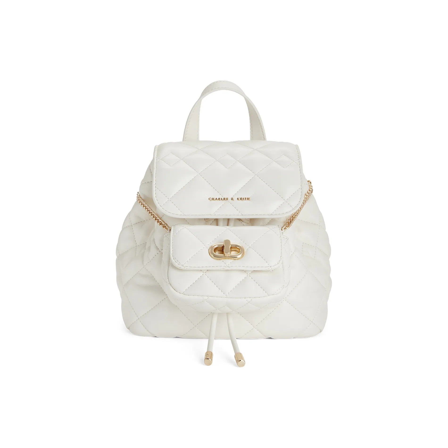 CHARLES KEITH ПУ (полиуретан) Многофункциональный рюкзак Маленький Женский Черный Розовый Кремовый Молочный Белый Черный