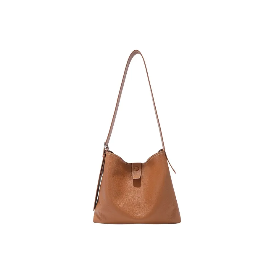BAMPO Top Grain Cow Leather Tote Combo Bag, Shoulder Bag, Crossbody Bag, Soft Bag Medium Size Women's Gold Brown