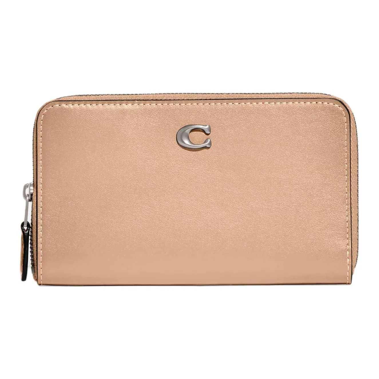 COACH Zip Around Телячья кожа Кошелек Средний Женские Серебристый и Светло-желтый