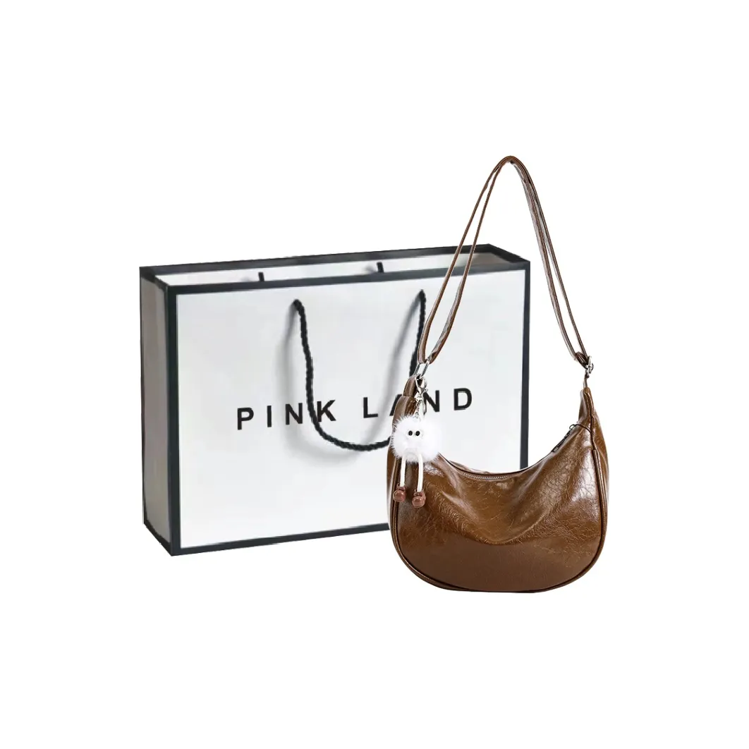 PINK·LAND ПУ (полиуретан) Маленькая сумка Сумка через плечо Подмышечный пельмени Сумка на плечо Женская Белая Черная