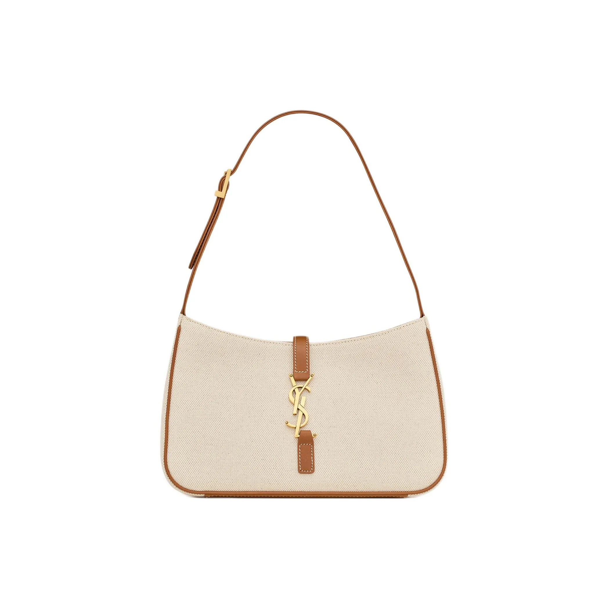 SAINT LAURENT LE5A7 Canvas With Leather Canvas Bag Shoulder Bag Hobo Bag Handbag Shoulder Bag Women's Taupe & Brick Red
