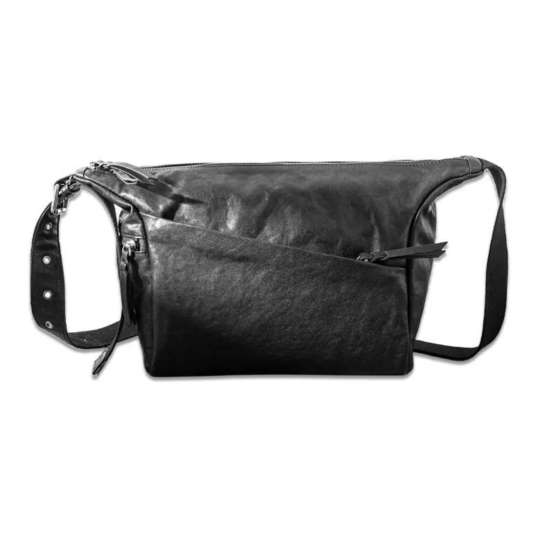 Back Step Сумка через плечо из коровьей кожи стандартная унисекс черная