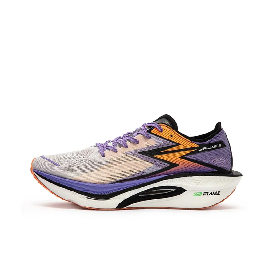 361° Fly Burn 3 Cushioning Anti Slip And Wear Resistant Rebound Low Top Marathon Running Shoes Unisex White Purple