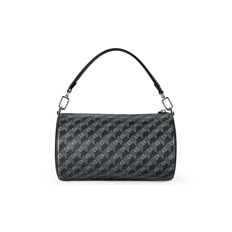 Gudi PVC Цилиндрическая Сумка Сумка Сумка через плечо Сумка через плечо Стандартная Мужская Черная