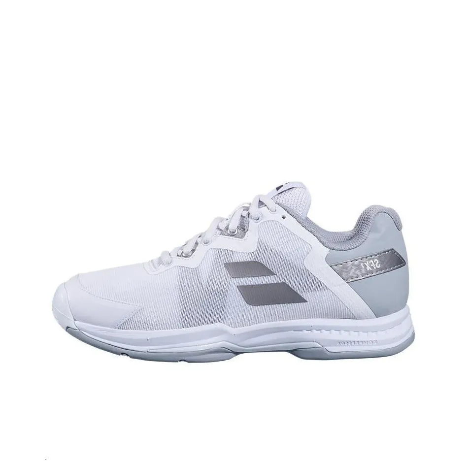 Babolat Slip-Resistant Breathable Low-Top Tennis Shoes Women's White Silver