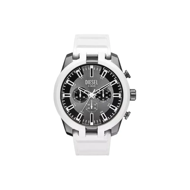 DIESEL Мужские часы Кварцевый механизм Силиконовый ремешок Серый циферблат