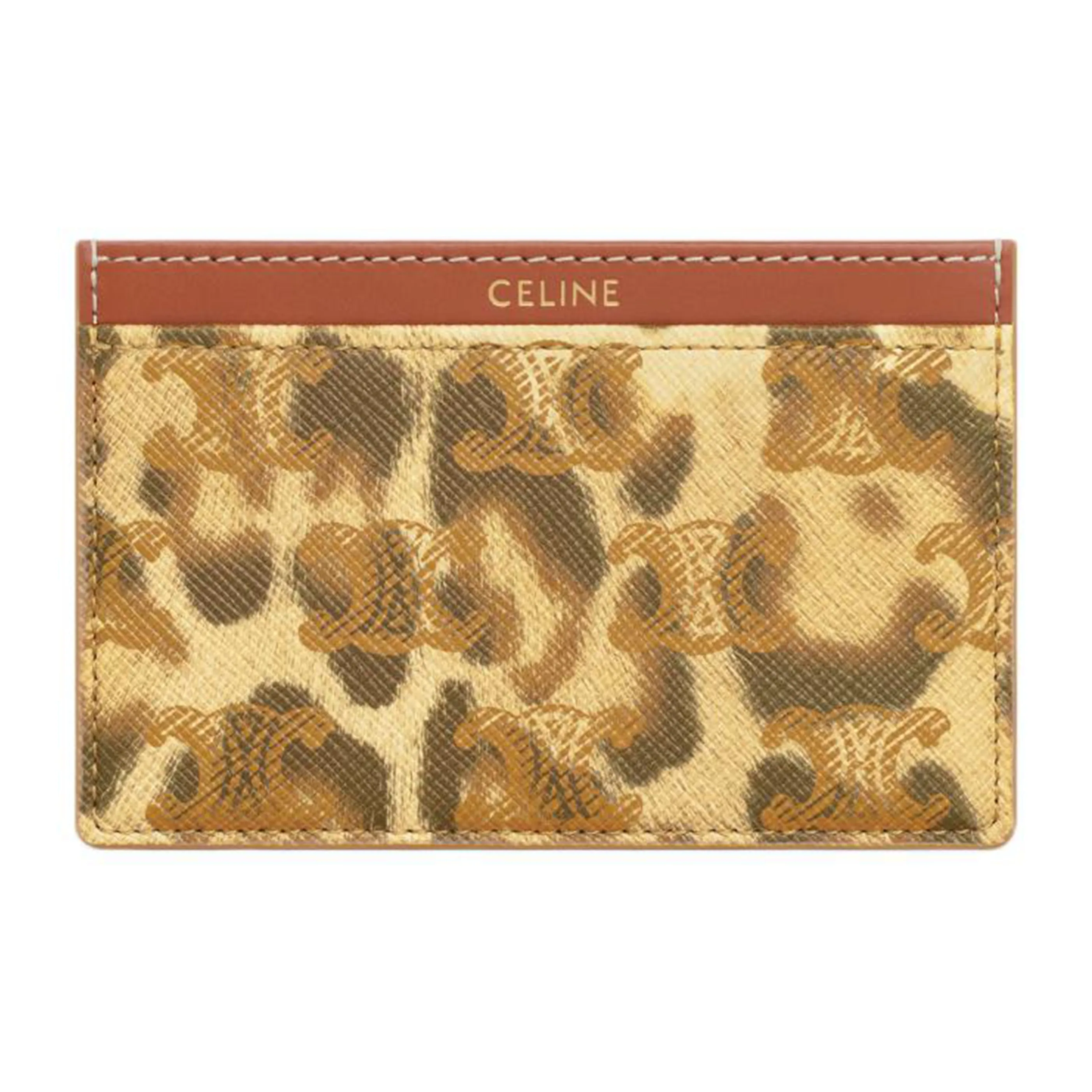 CELINE Triomphe Коровья кожа Держатель для карт Женский Коричневый и Желтый