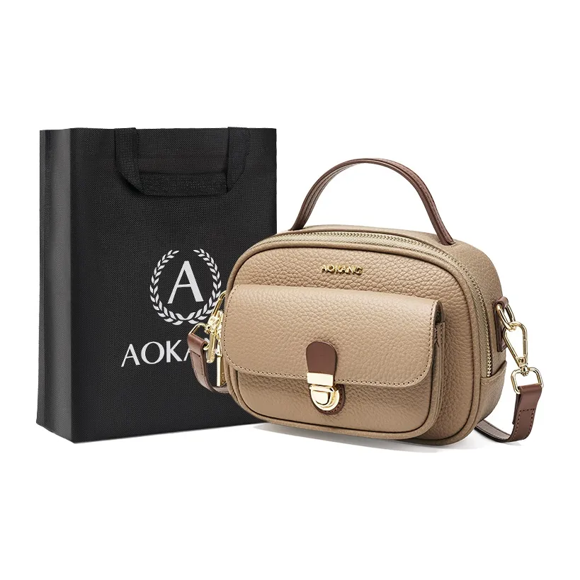 AOKANG Сумка через плечо из крупнозернистой текстуры коровьей кожи Сумка Маленькая квадратная сумка Сумка для камеры Сумка для поездок Маленькая женская сумка