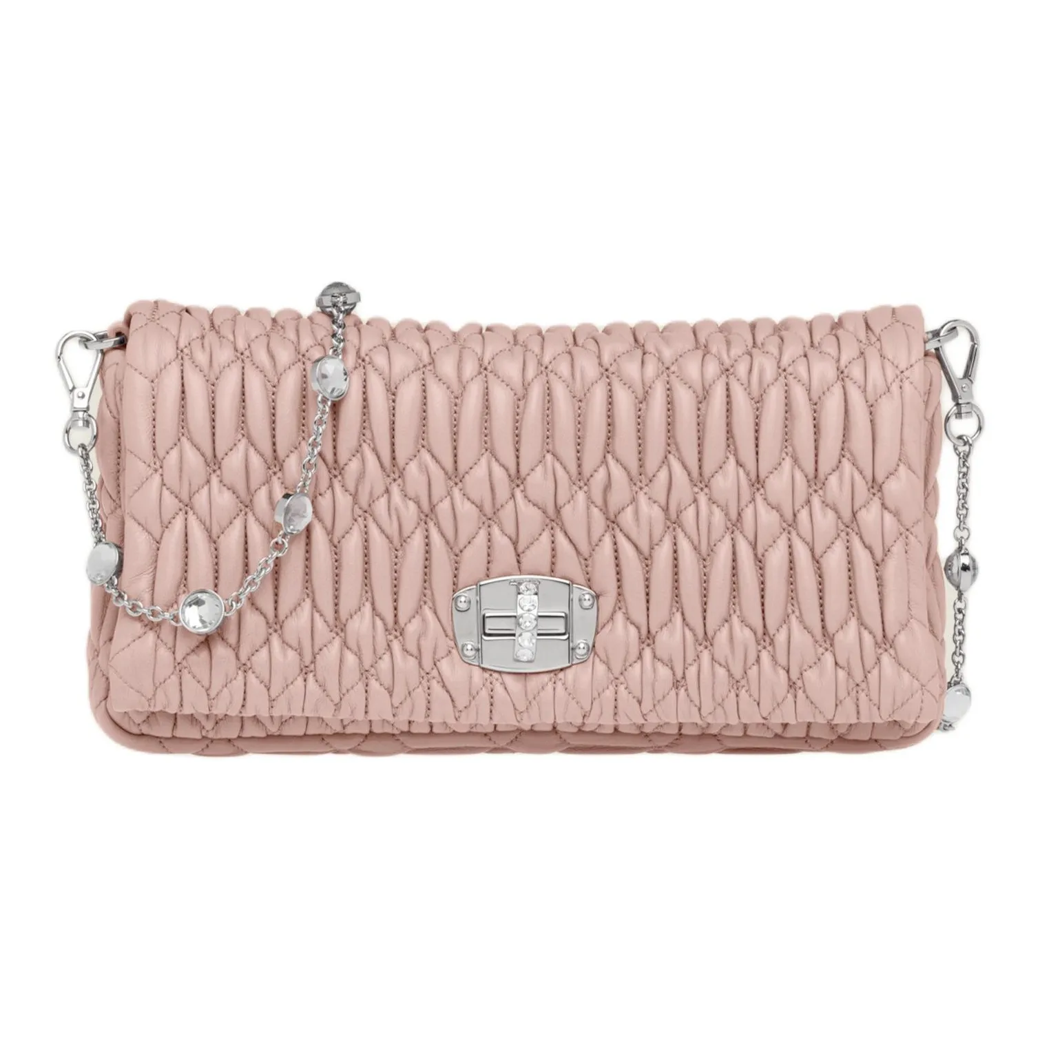 MIU MIU Matelassé Lambskin Chain Bag Shoulder Bag Women's Egg White Stone Color
