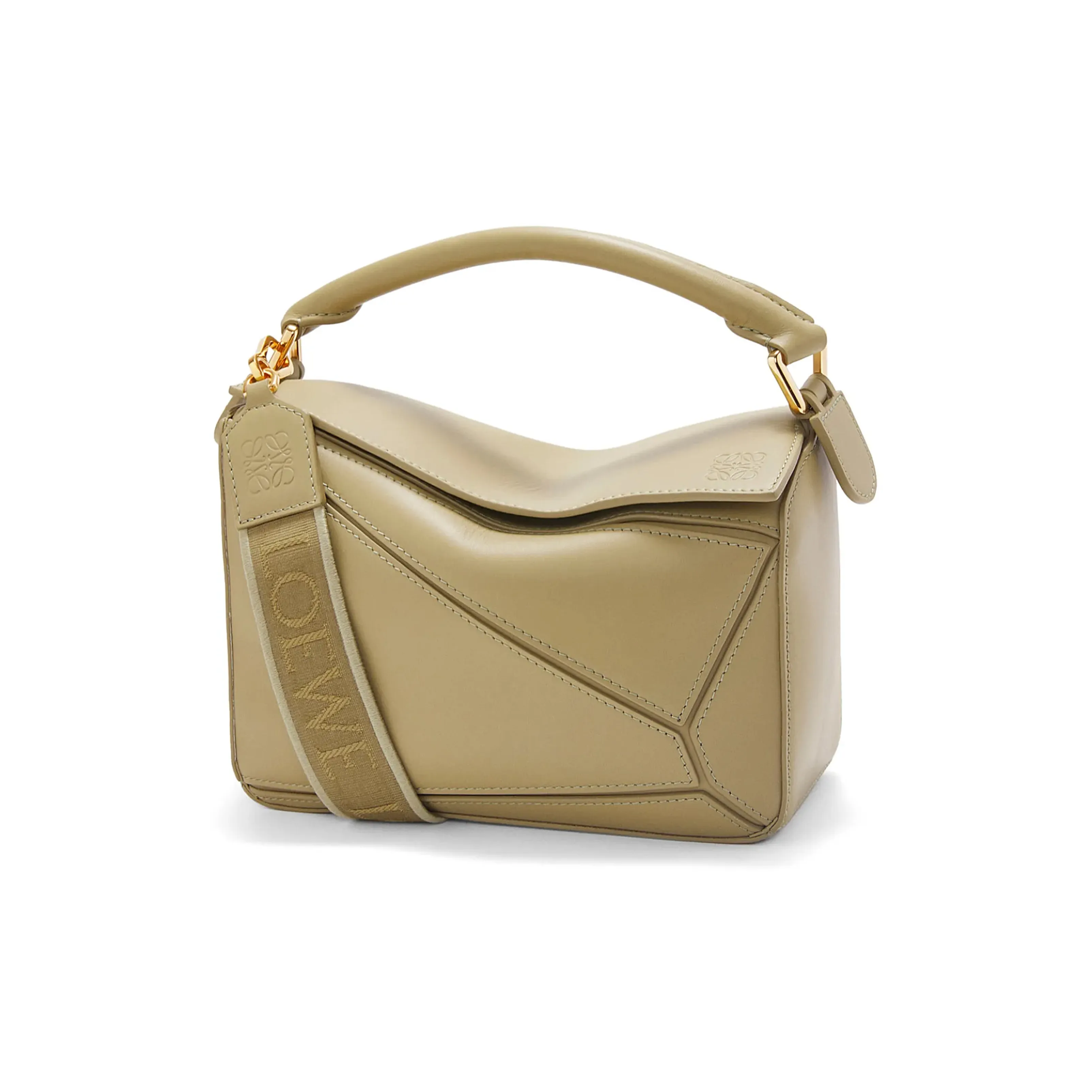 LOEWE Puzzle Satin Cow Leather Handbag, Shoulder Bag, Crossbody Bag Small Size Women's Clay Green
