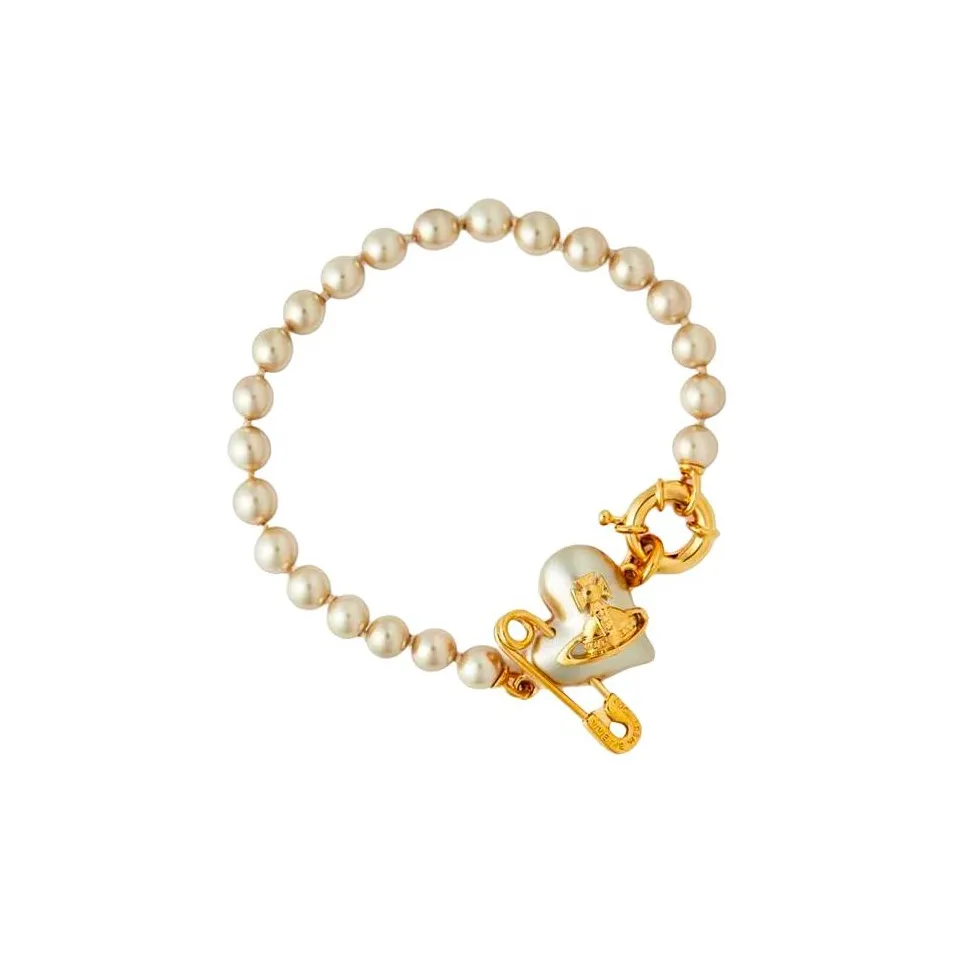 Vivienne Westwood Brass, Pearl Bracelets Unisex Gold