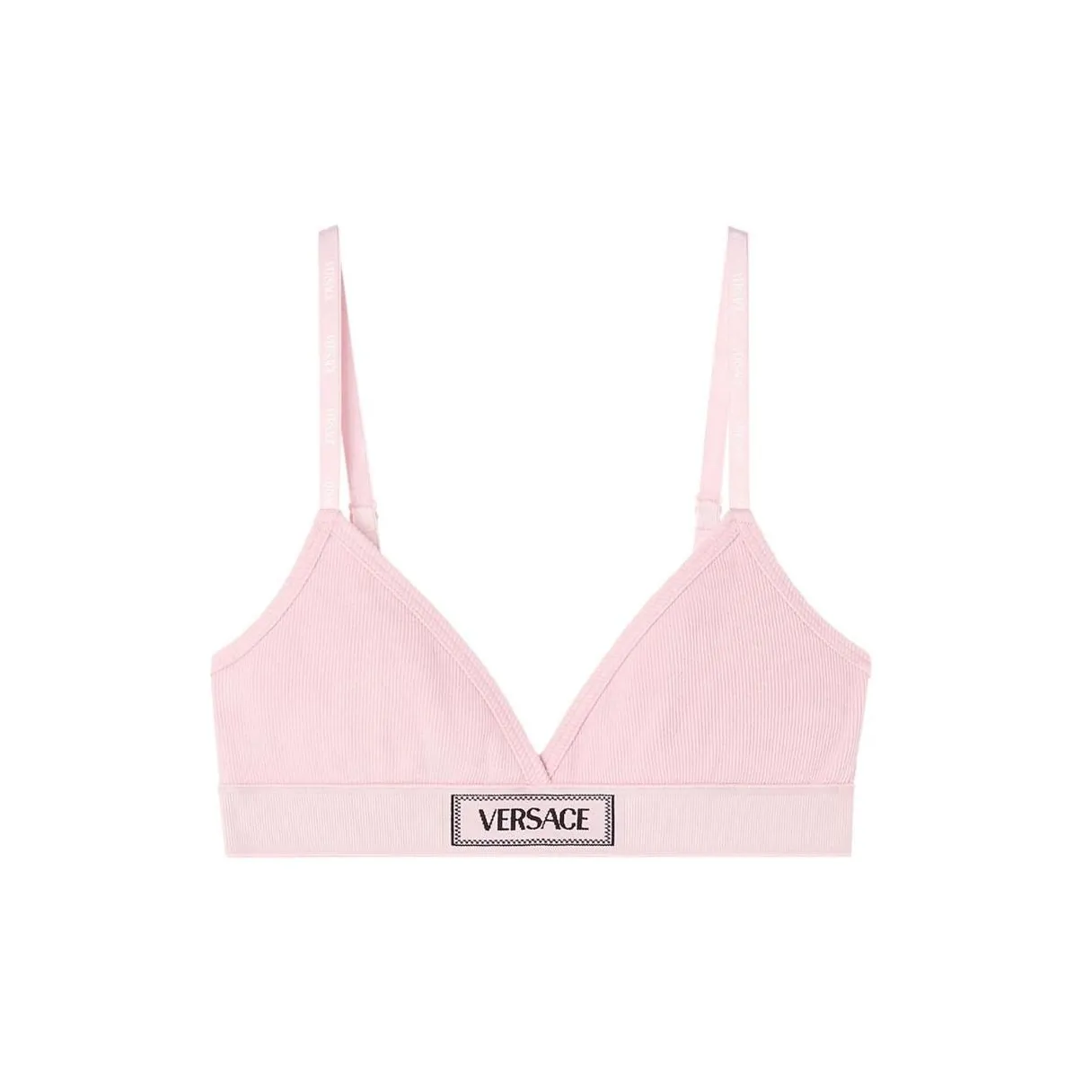 VERSACE Logo Patch V Neck Bra