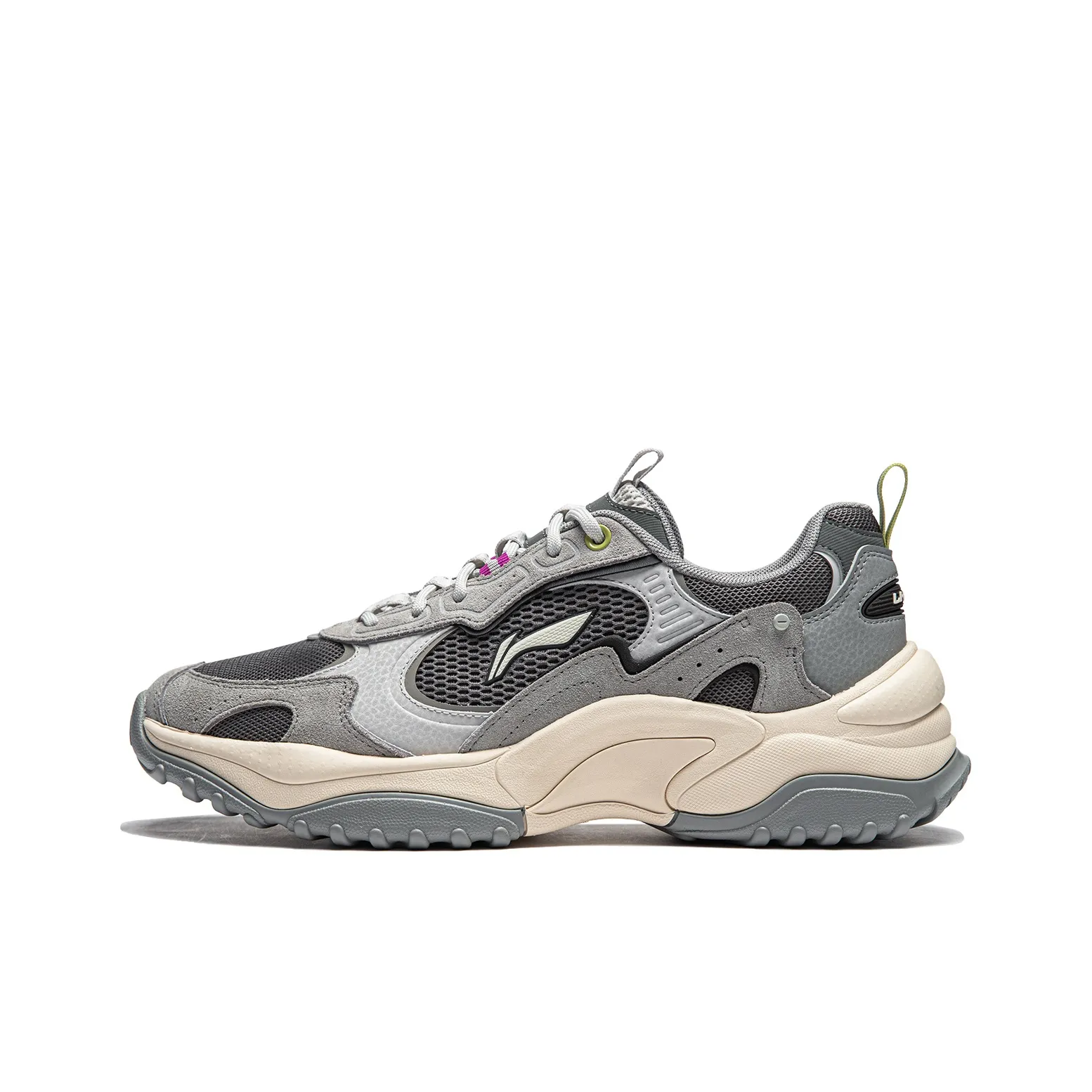 LiNing Churu Anti-Slip Wear-Resistant Low-Top Casual Shoes Men's Moon Plate Gray