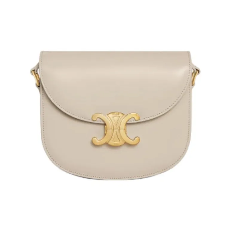 CELINE Besace Cow Leather Portable Crossbody Bag Shoulder Bag Women's Light Stone Color