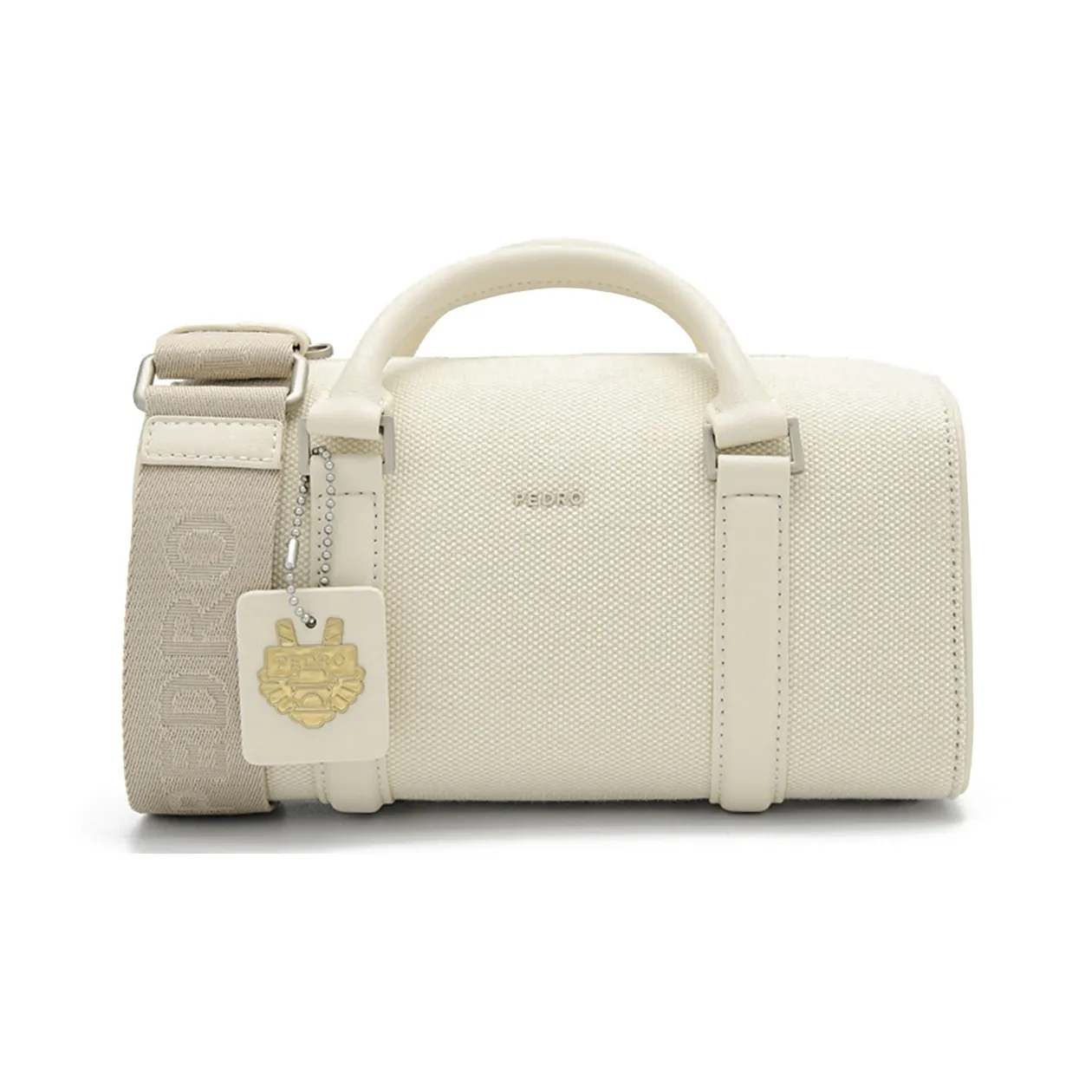 PEDRO Canvas And Microfiber Canvas Bag, One Shoulder Handbag Trumpets Unisex White