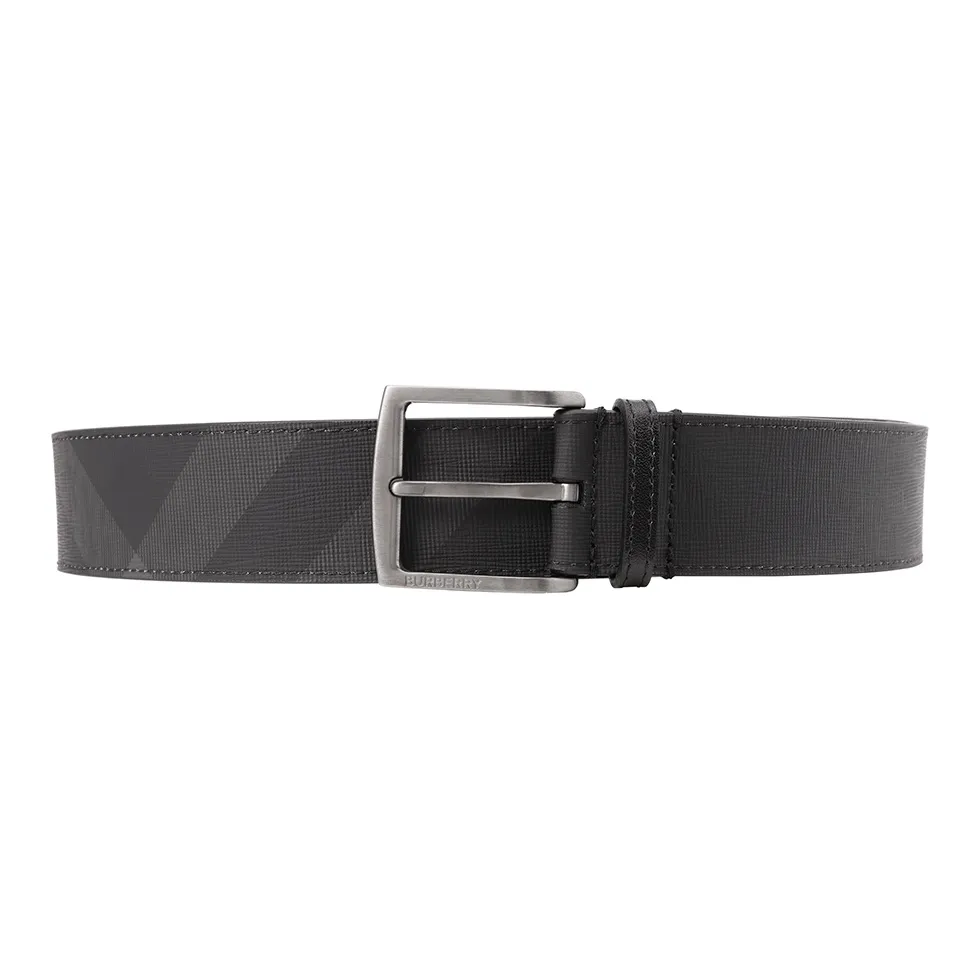 Burberry Classic Plaid With Leather Belts Men's Black Width 4cm