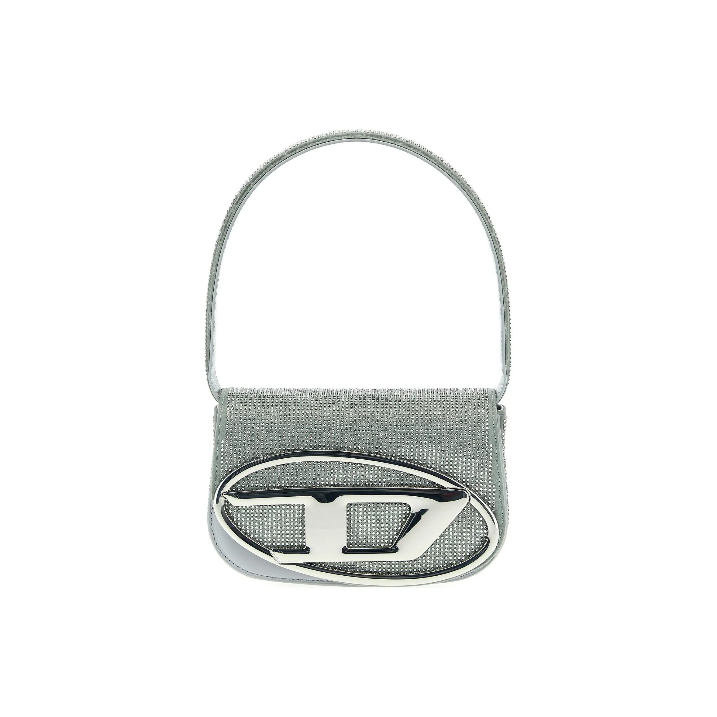 DIESEL Calfskin Handbag Shoulder Bag Crossbody Bag Unisex Silver