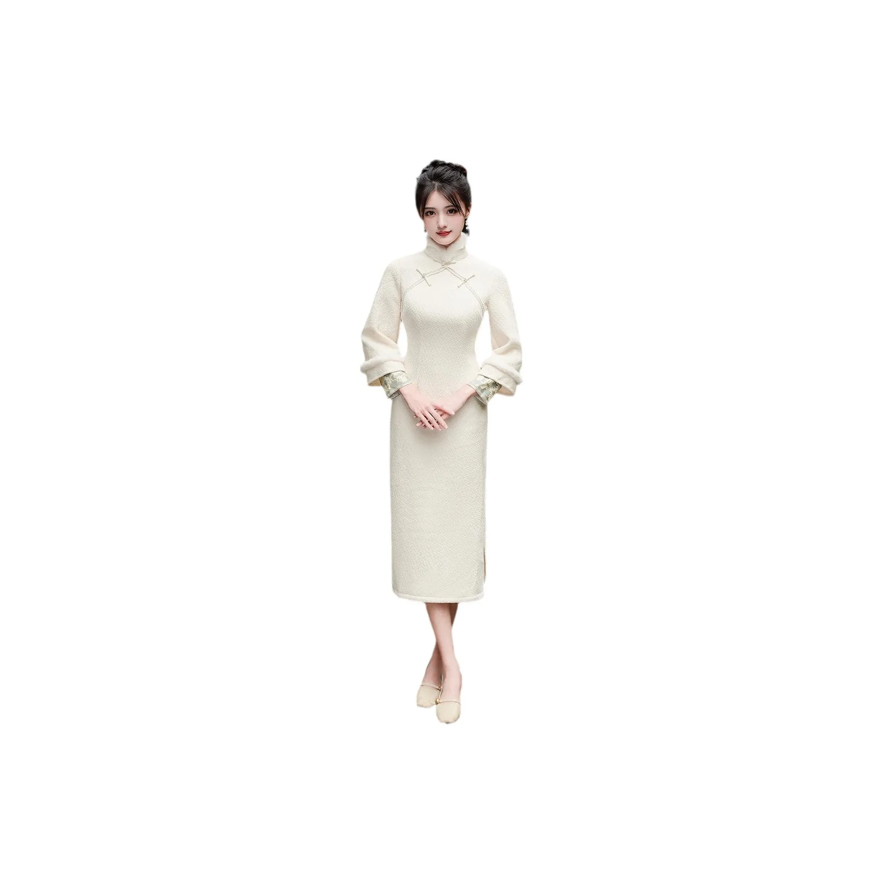 Red Colored Clothes Cheongsam Women's White