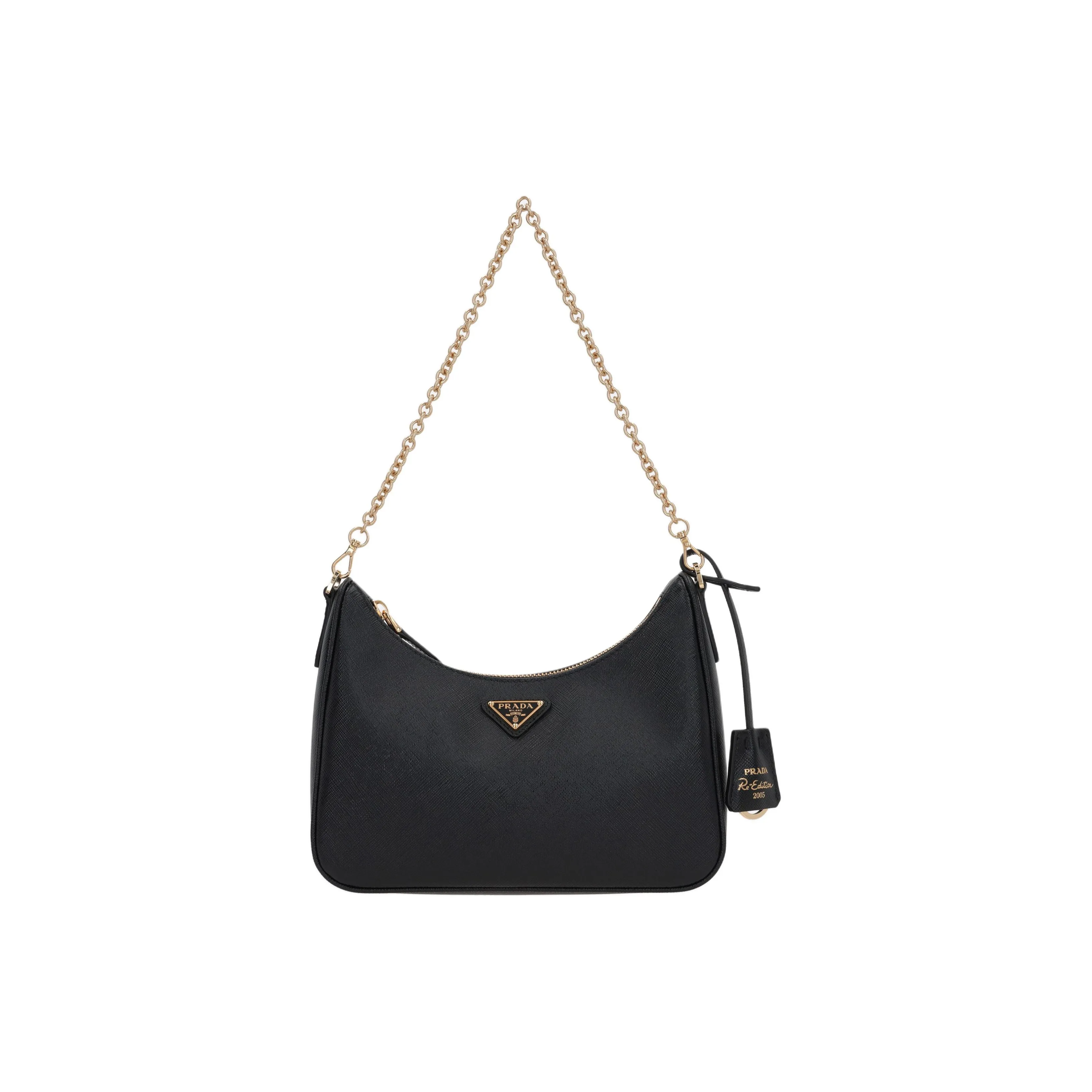 PRADA Leather With Calfskin Portable Crossbody Bag, Shoulder Bag Women's Black