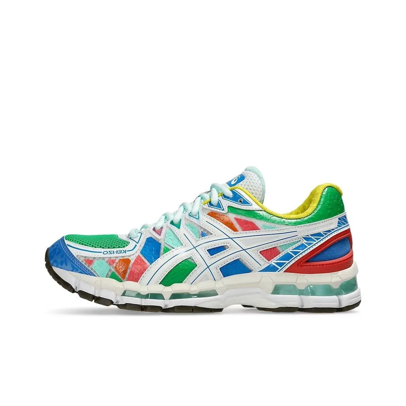 KENZO x Asics Гель Kayano20 Устойчивый к износу Низкий Топ Марафон Бег на длинные дистанции Обувь Мужская Синий Зеленый Красный