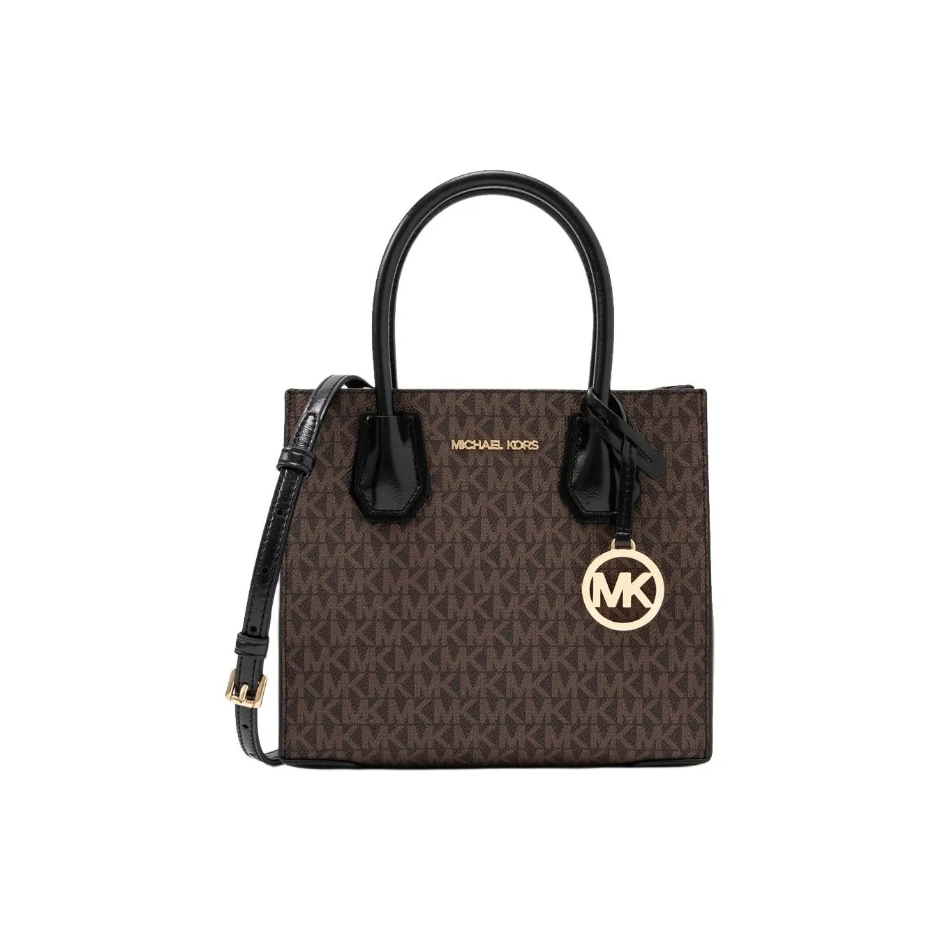 MICHAEL KORS Mercer Canvas Shoulder Bag, Crossbody Bag, Handbag Medium Size Women's Black