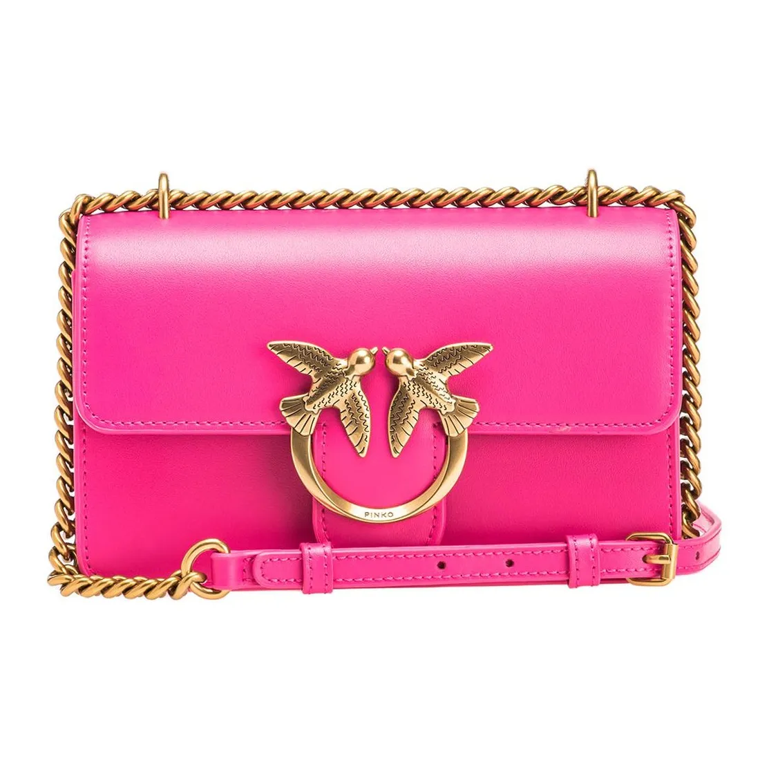 PINKO Love Bag Calfskin Crossbody Bag, Shoulder Bag Mini Women's Pink