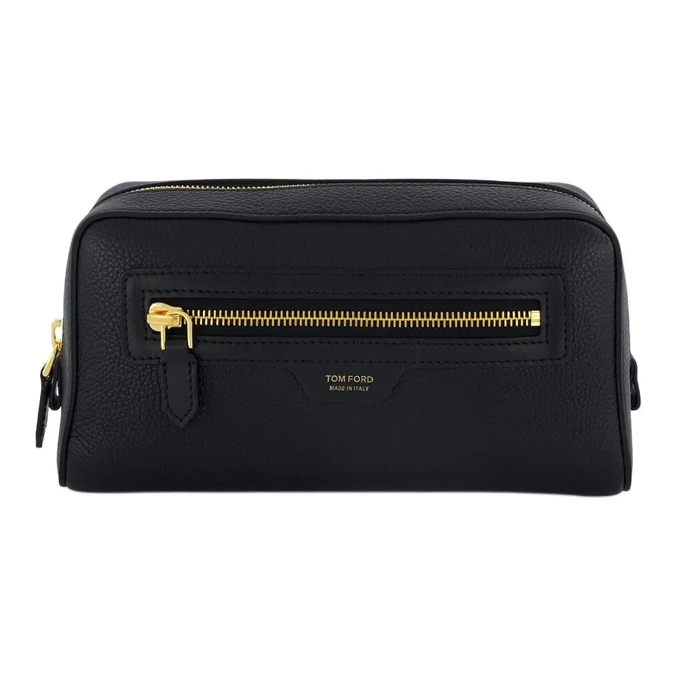 TOM FORD Grained leather Logo stamp Wash Bag