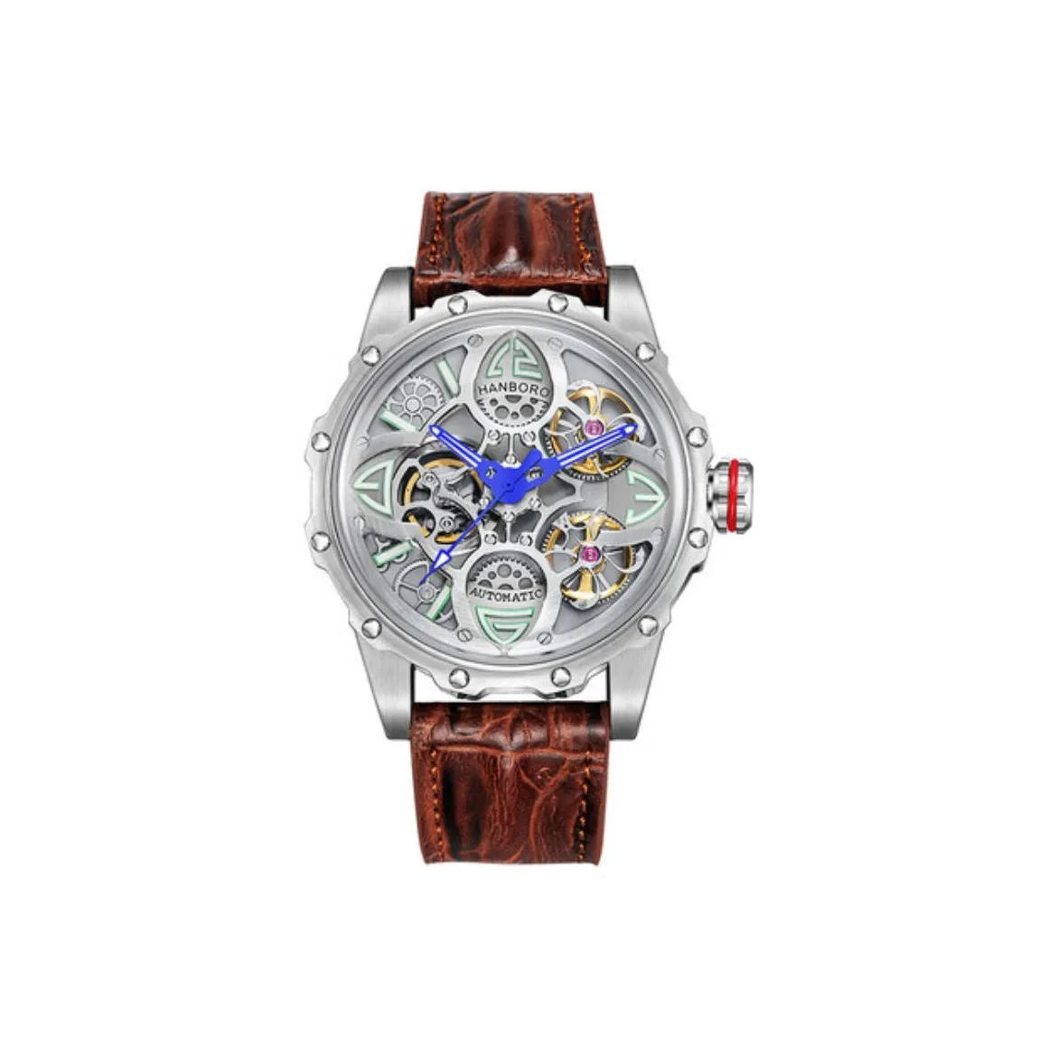HANBORO Four Leaf Clover Коллекция Автоматические механические часы Мужские часы с открытым механизмом Циферблат HBR8854 PBZ