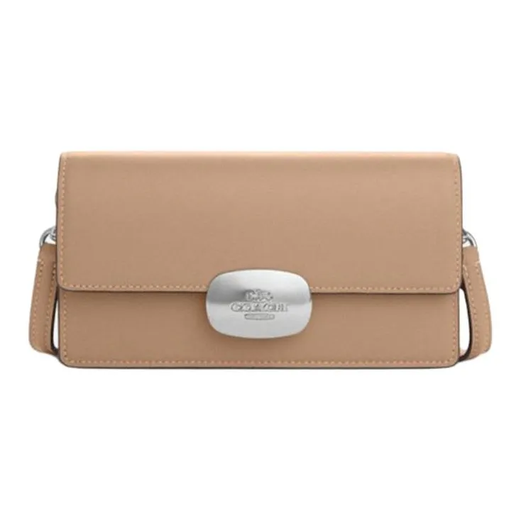 COACH Eliza Cow Leather Shoulder Bag, Crossbody Bag Trumpets Women's Taupe