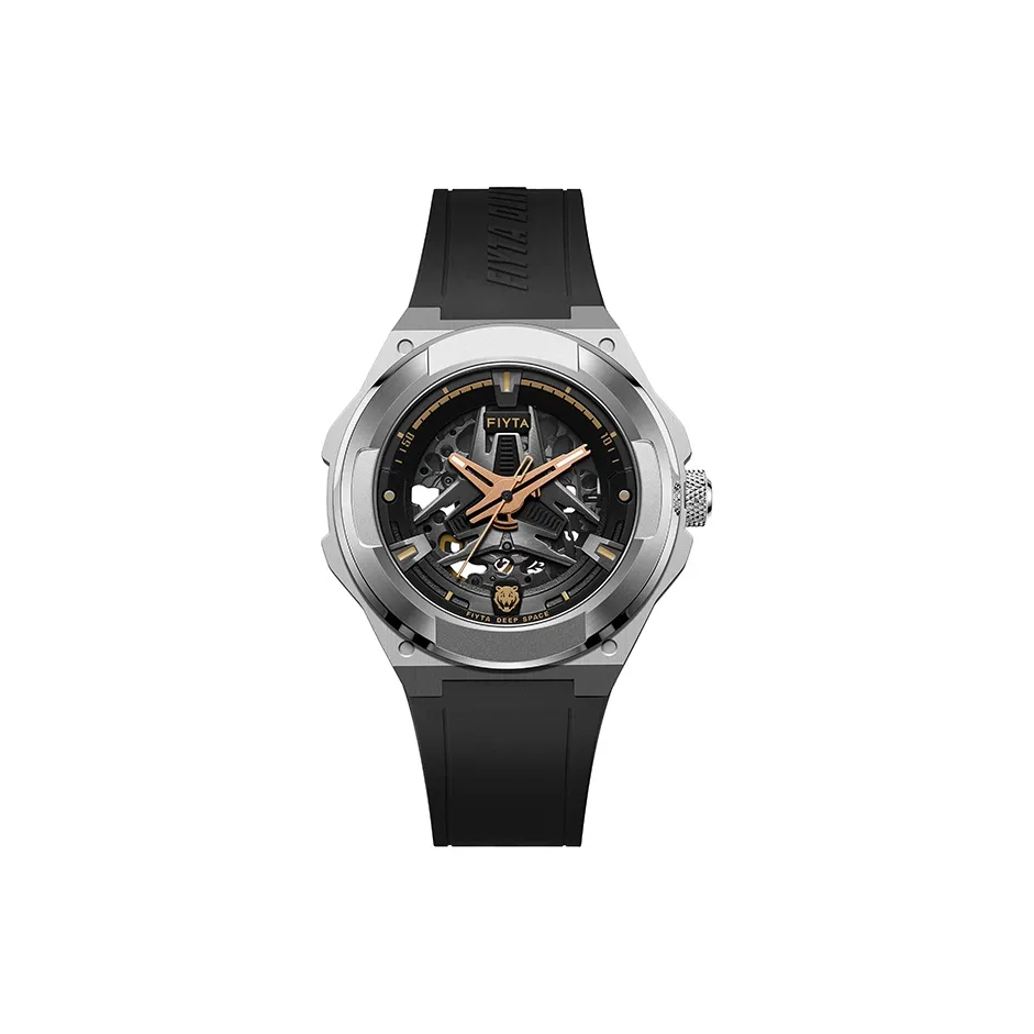Fiyta Interstellar Series Automatic Mechanical Movement Silicone Strap Watch Men's Watches Cut Out Dial