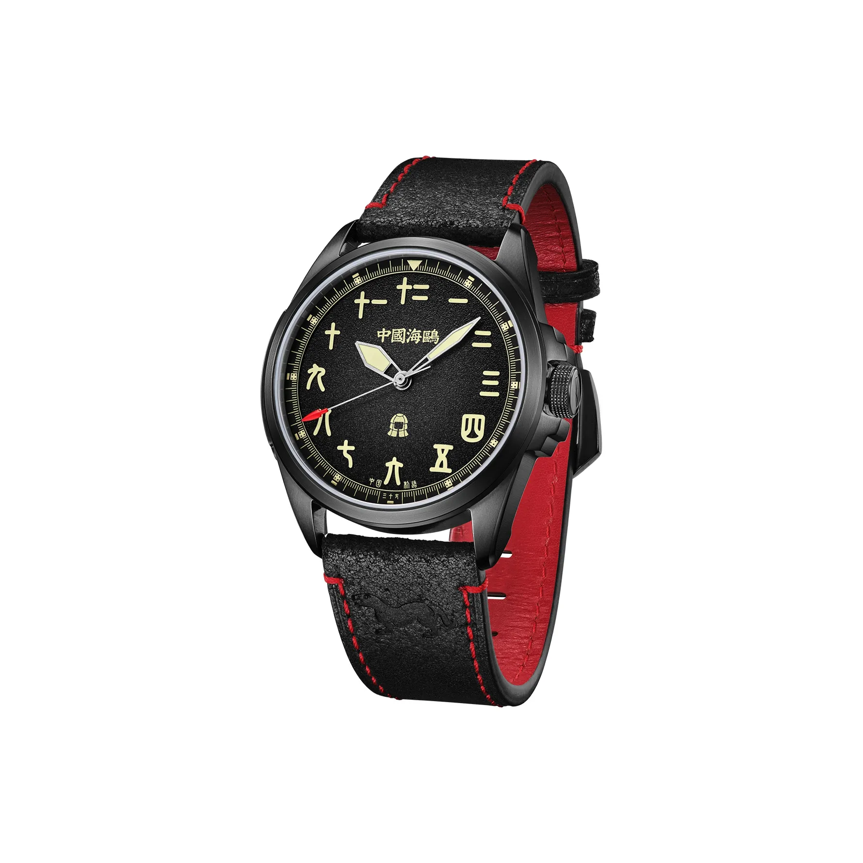 Sea Gull Military Watch Automatic Mechanical Movement Genuine Leather Strap Watch Men's Watches Black Dial
