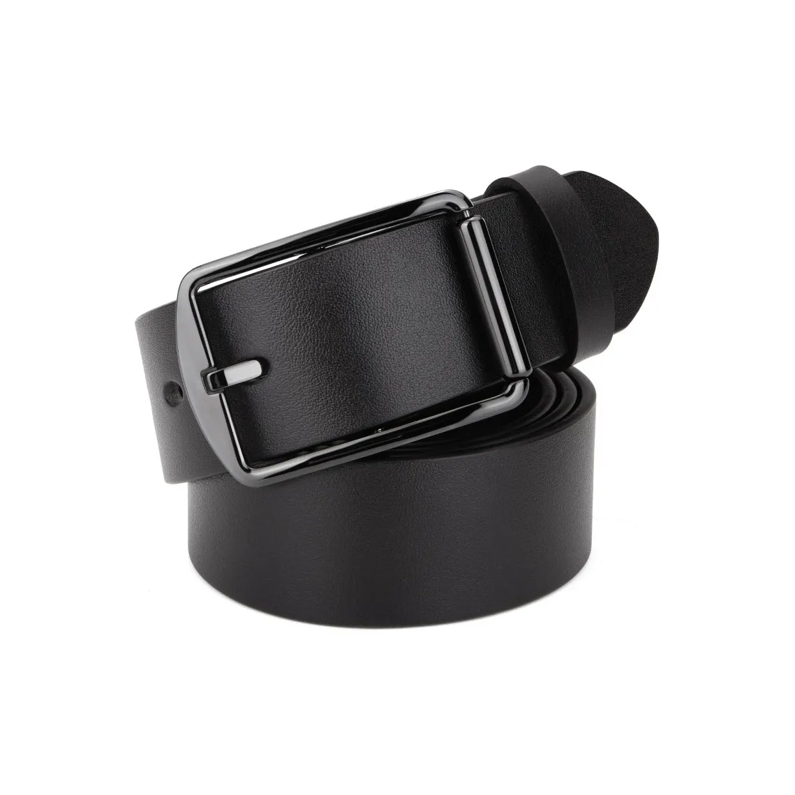 Cows Reign Business-Grade Hypoallergenic Black Ceramic Pin Buckle Leather Belts Men's Width 3.7cm