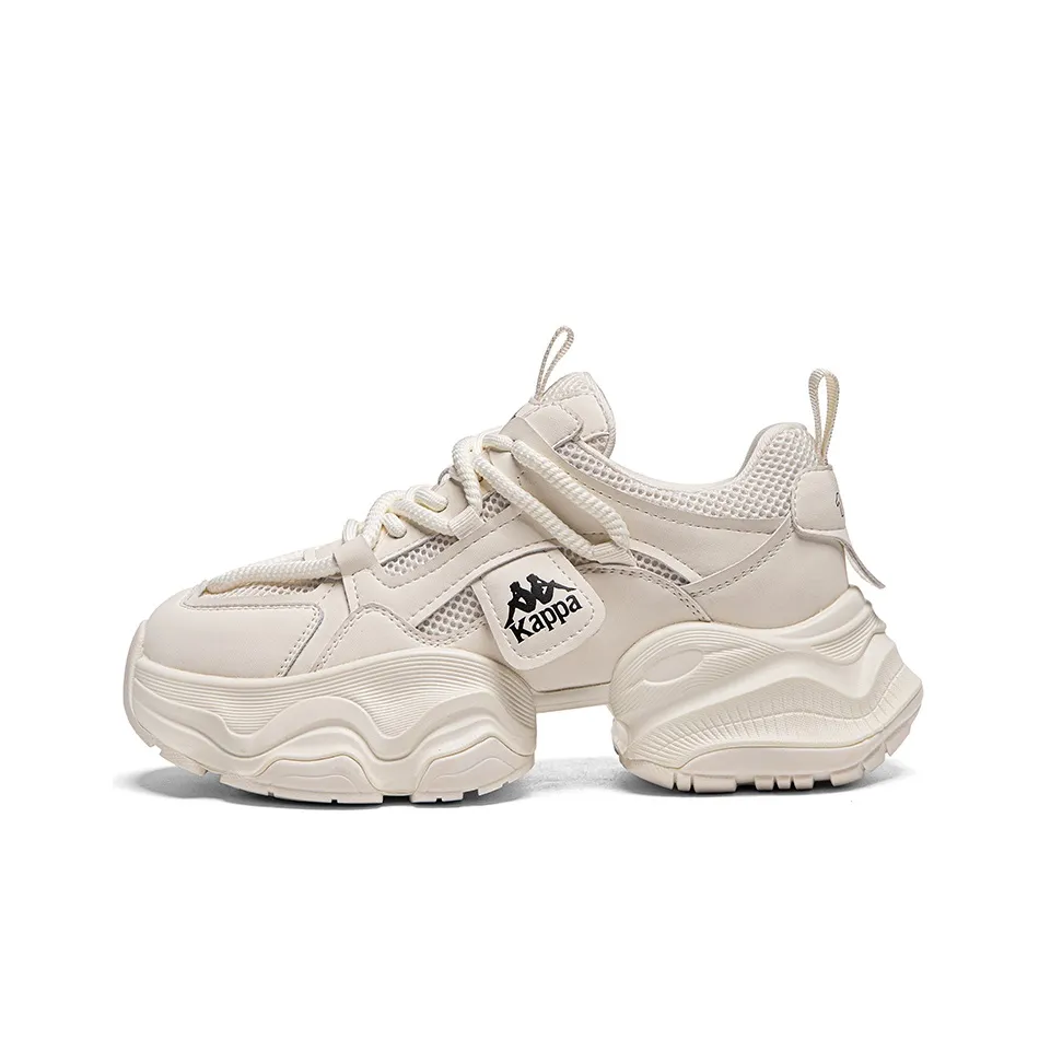 Kappa Anti Slip And Wear Resistant Height Increasing Low Top Chunky Sneakers Women's Classic White
