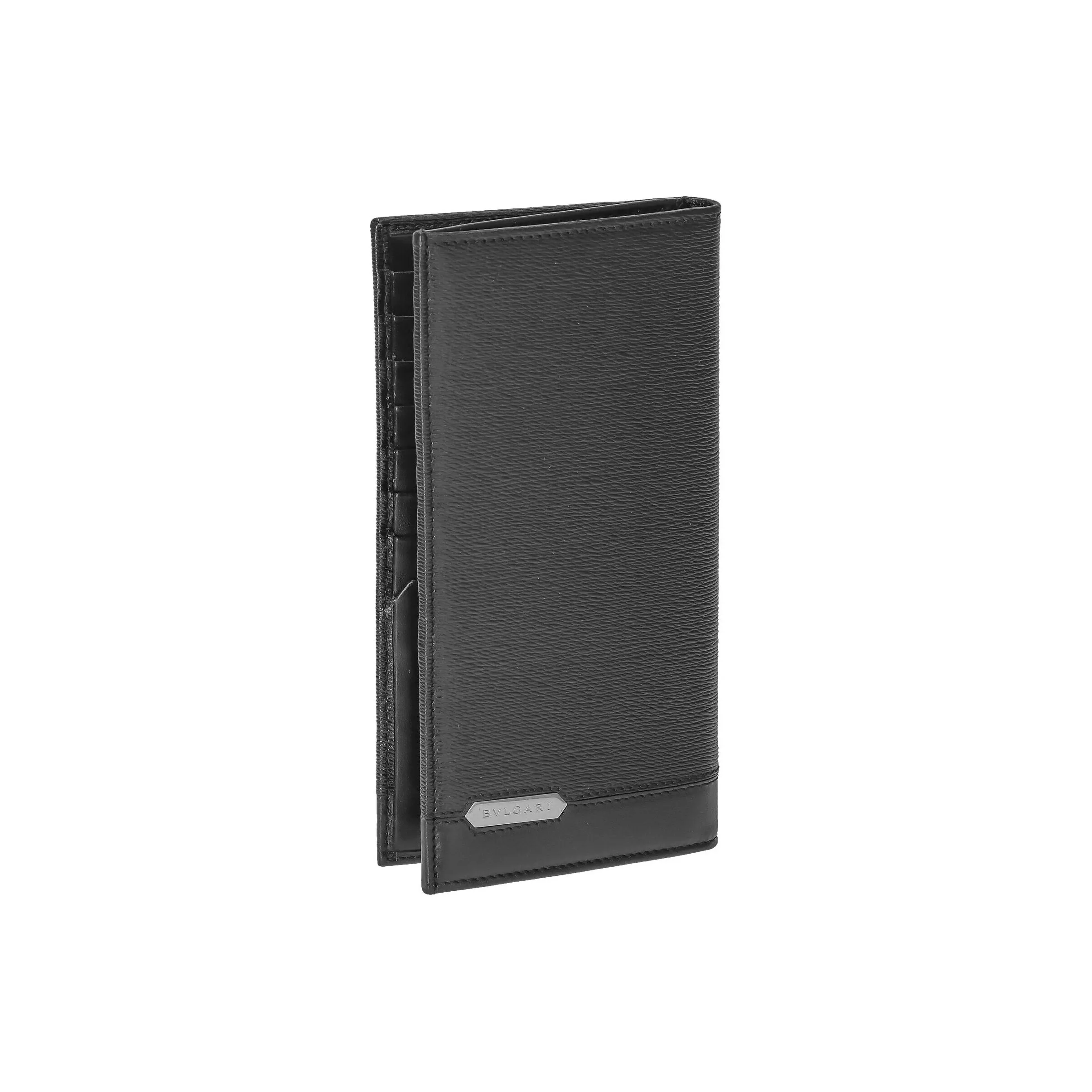 BVLGARI Leather Wallet Men's Black