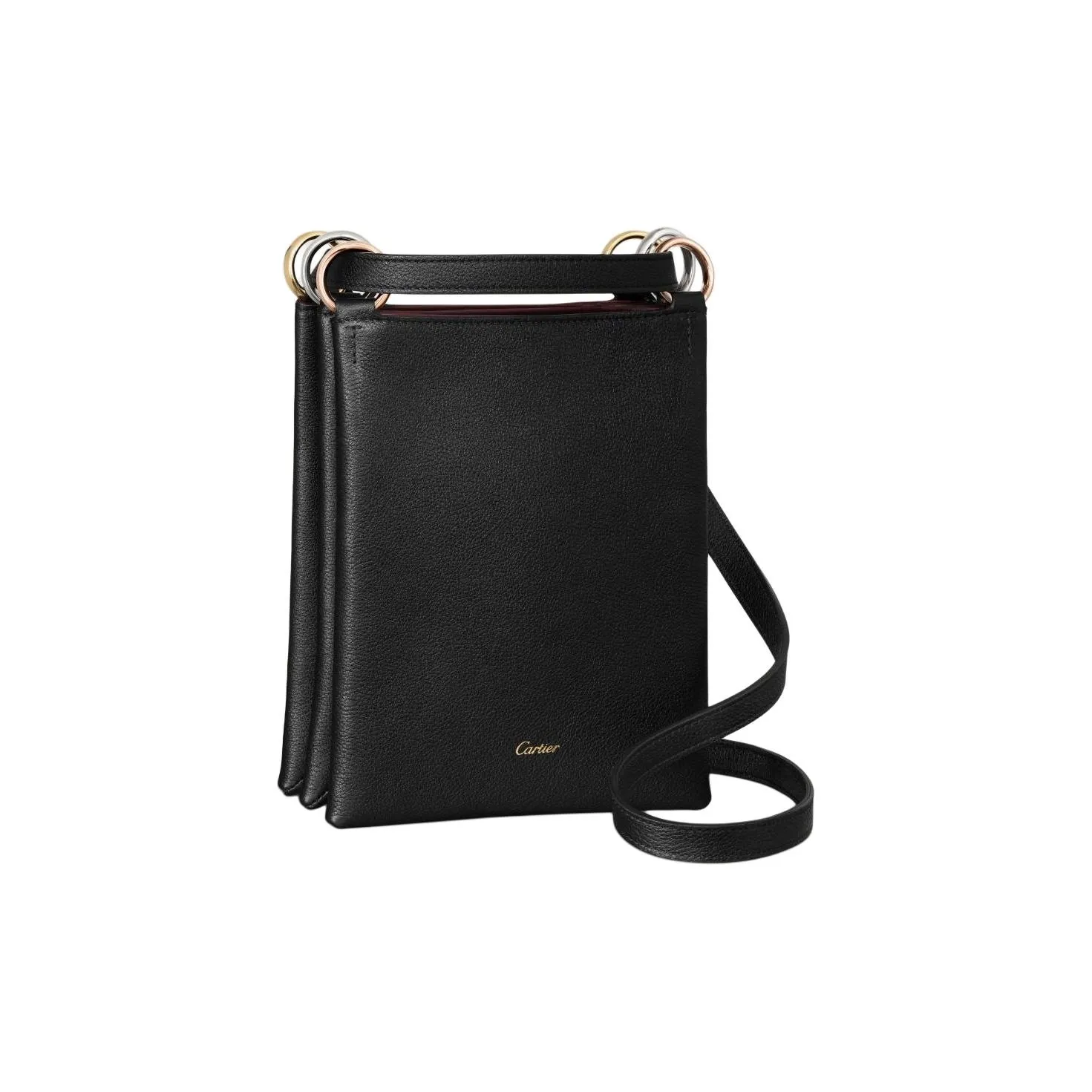 CARTIER Trinity Series Textured Calfskin Shoulder Bag Crossbody Bag Women's Black