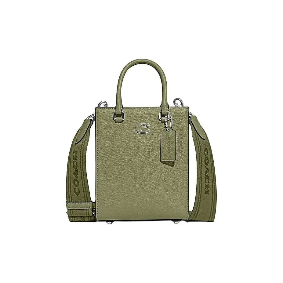 COACH Коровья кожа Тоут Сумка Сумка для покупок Сумка через плечо Сумка Маленькая Мужская Мшисто-зеленая