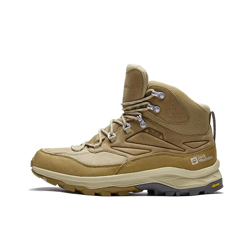 Jack Wolfskin Водонепроницаемая и Дышащая Высокая Походная Обувь Мужская Серый Желтый