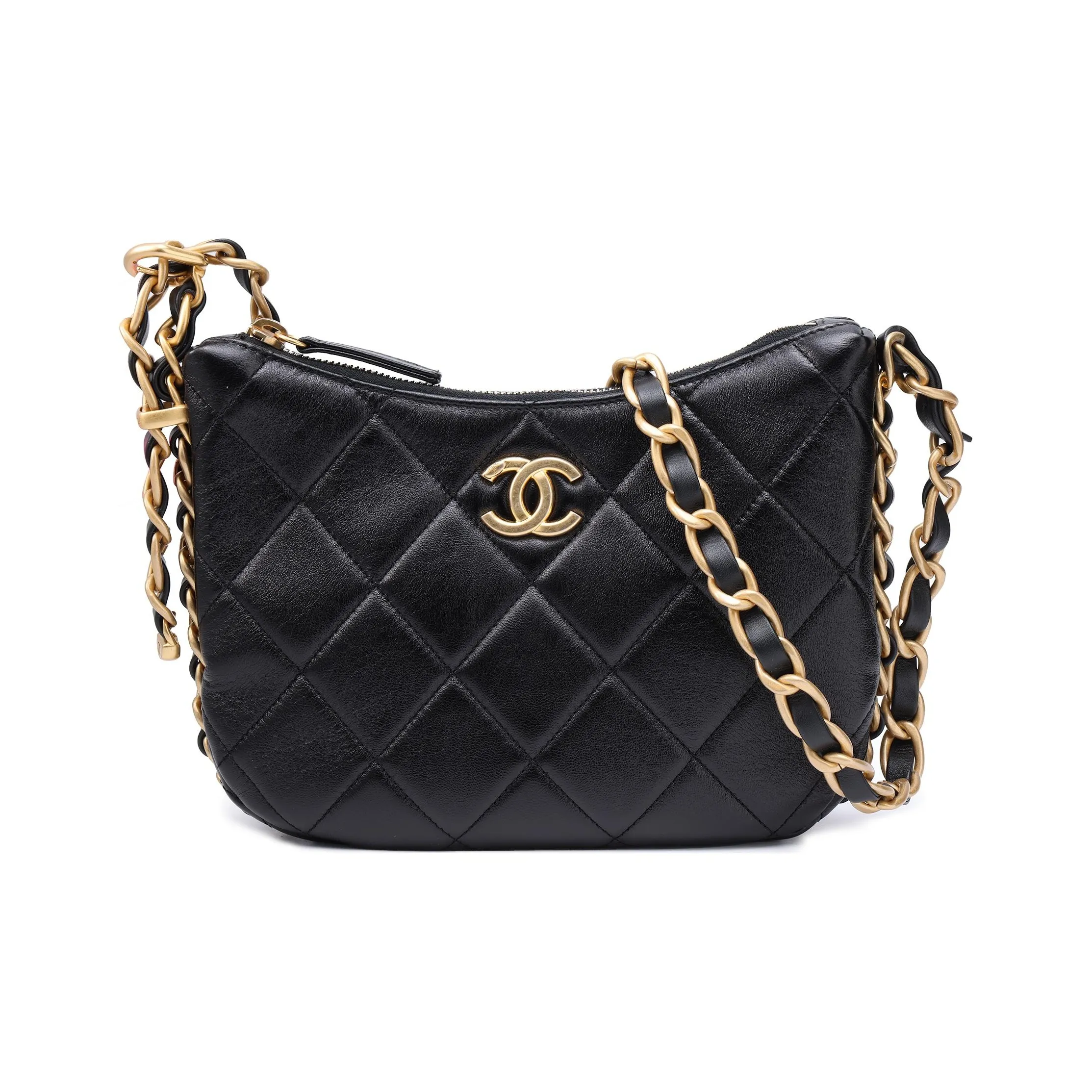 CHANEL Polished Lambskin Hippie Bag, Crossbody Bag, Shoulder Bag Women's Black